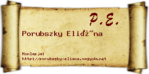 Porubszky Eliána névjegykártya